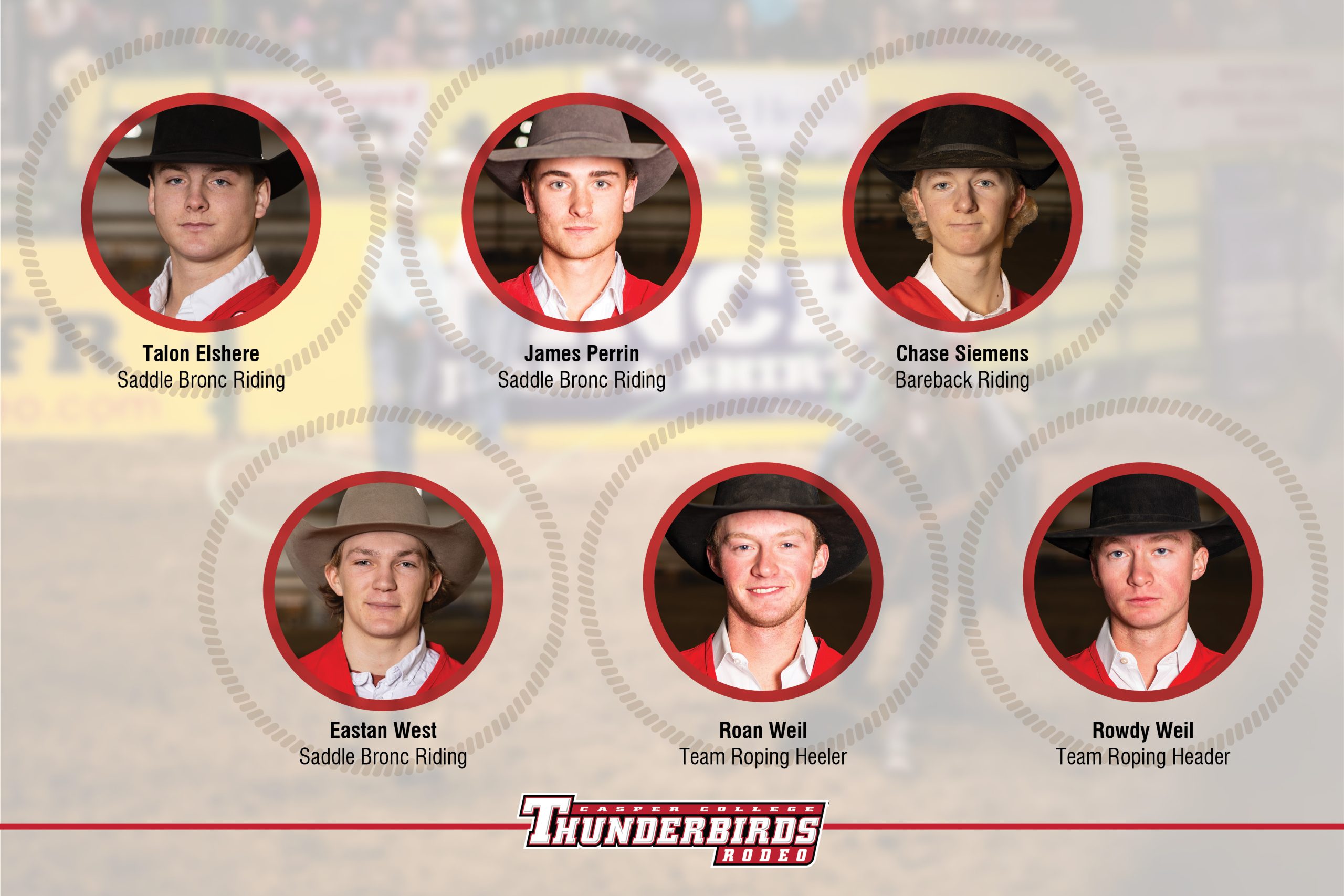 Image of six cowboys headed to the 2024 CNFR for a press release.