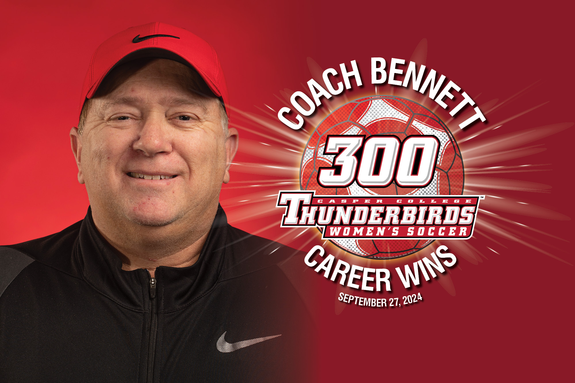 Photo of Ammon Bennett with 300th win image for press release.