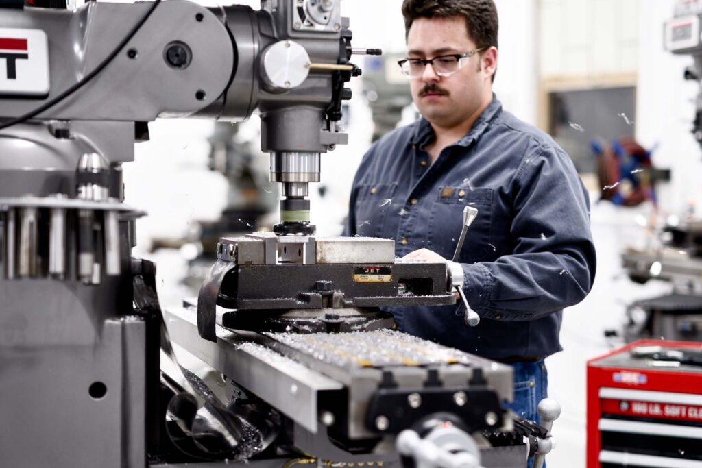 Machine Tool Technology students gain hands-on experience operating precision machining equipment, developing the technical skills needed to manufacture high-quality components for careers in advanced manufacturing, machining, and industrial production.