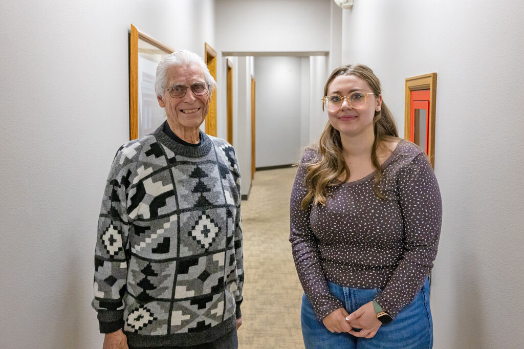 Photo of Jon Brady and CC student Aster Harrison for a press release.