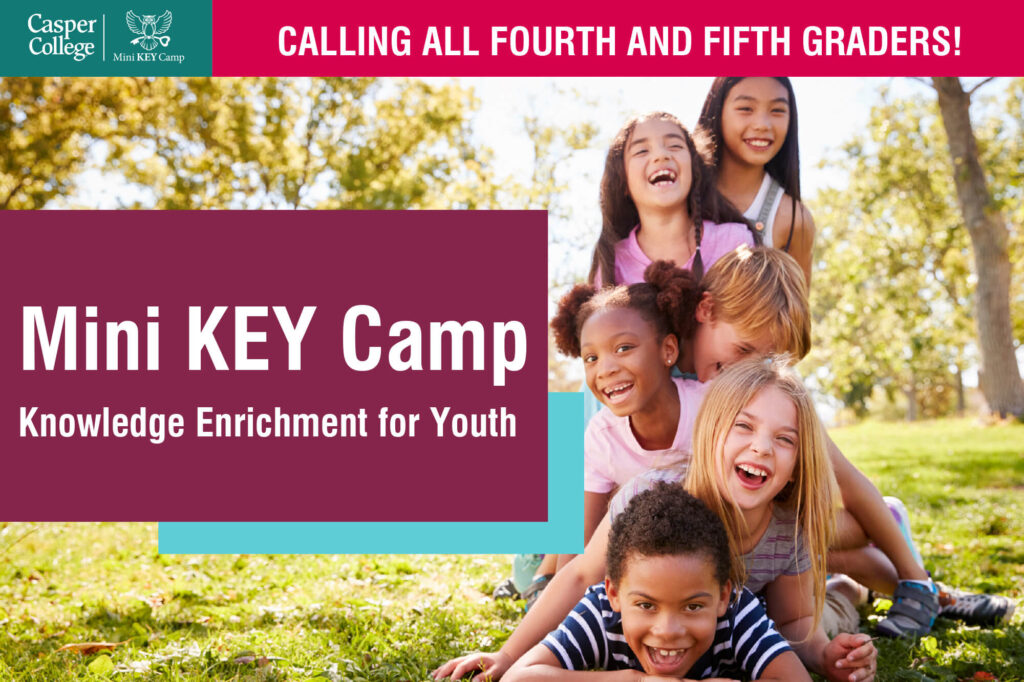 Image of children play with the words "Mini KEY Camp" for the Mini KEY Camp press release.