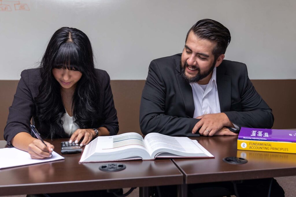 College student studying accounting