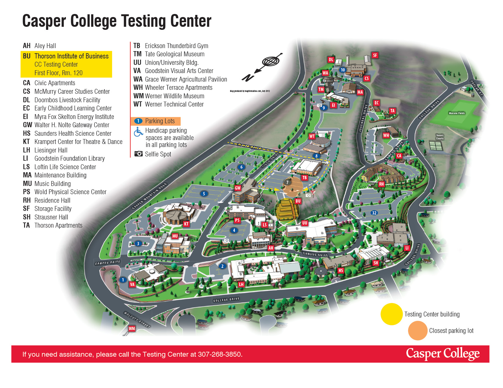 testing center campus location map