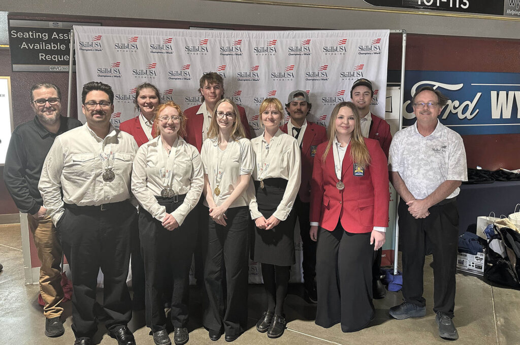 Casper College SkillsUSA competitors and instructors posing for a group photo at the 2026 Wyoming State Competition.