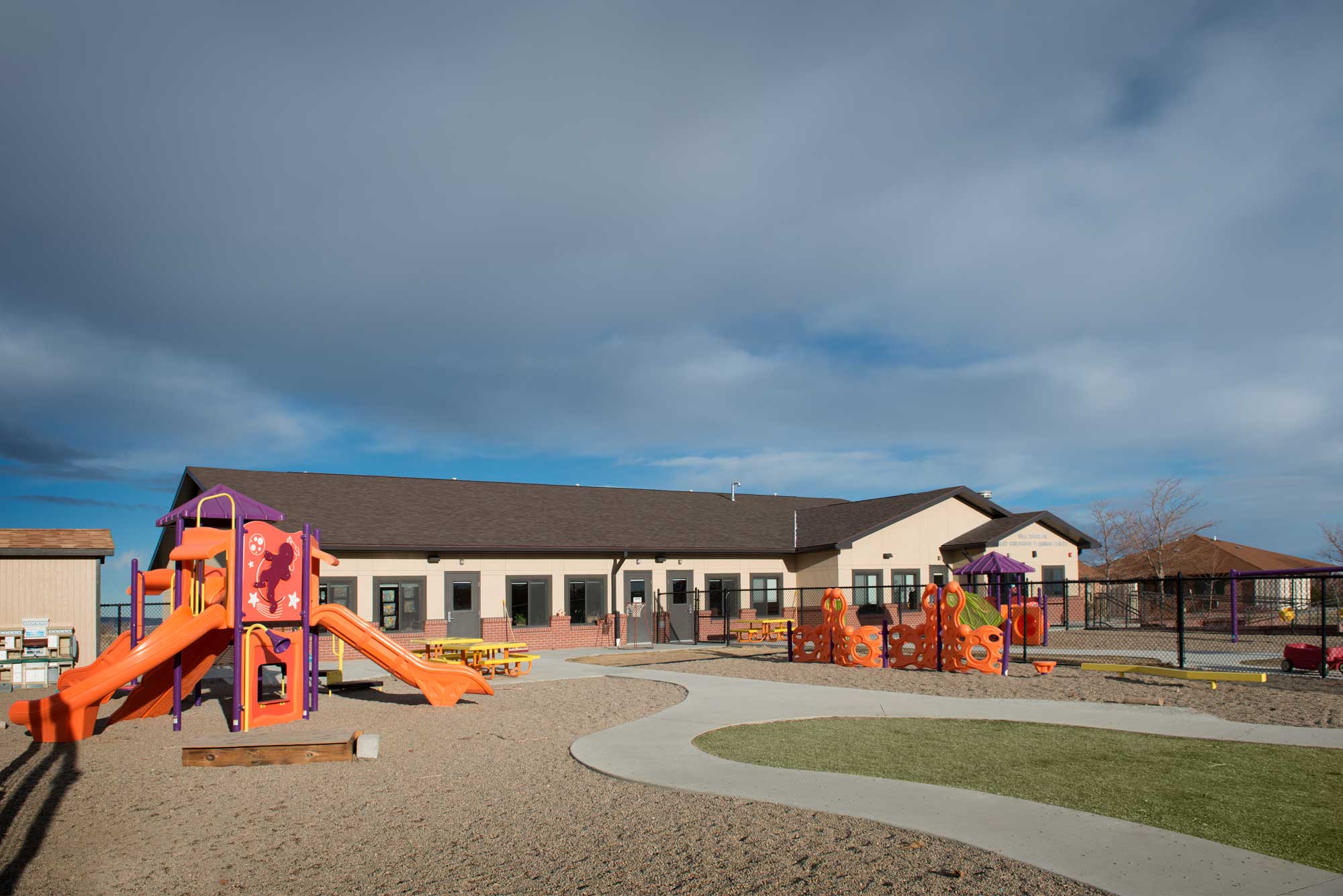 Early childhood development playground and front of building