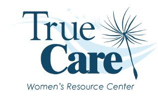 True Care Women's Resource Center logo with the words "True Care" and a dandelion graphic.