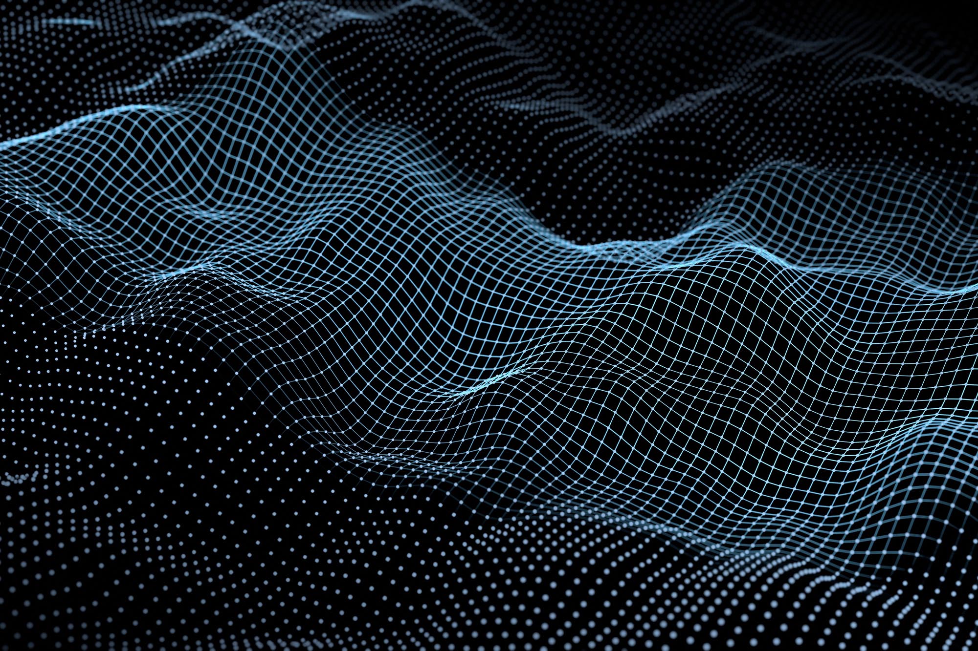 Glowing blue quantum physics grid lines representing the NSF Grant STEM project at Casper College