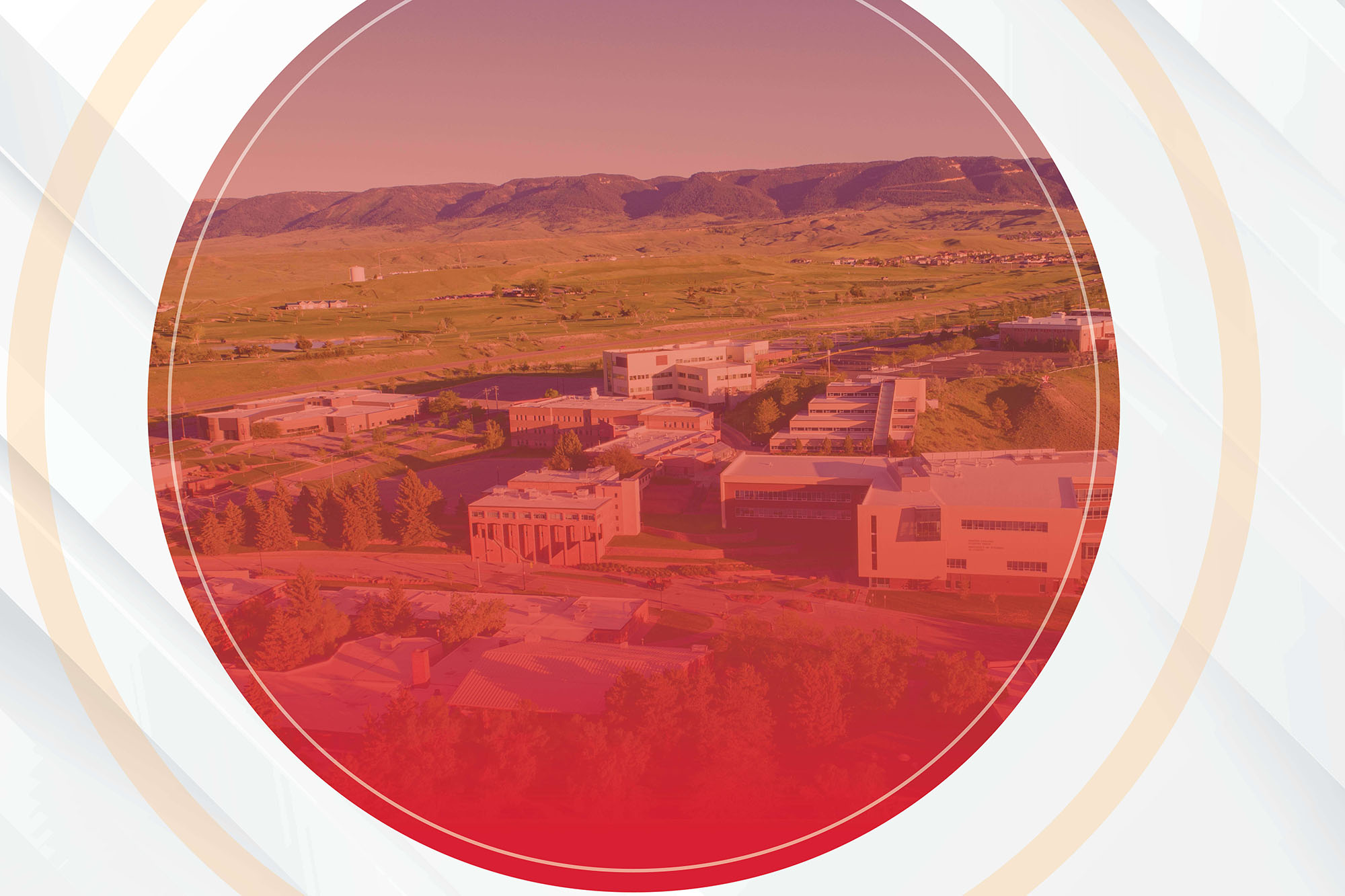 Graphic aerial view of the Casper College campus framed for the Trustee Candidate Forum.